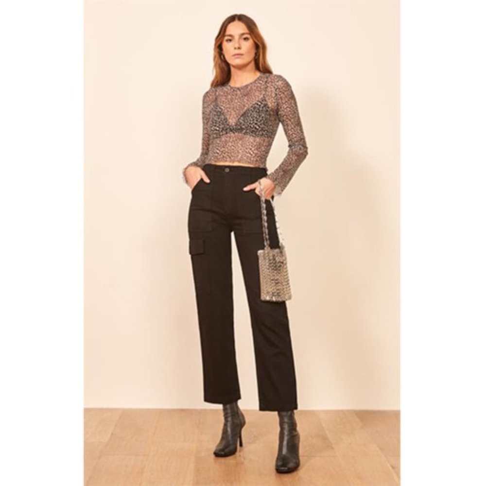 Reformation Gia Black Cotton Cargo Pants - Sz 29